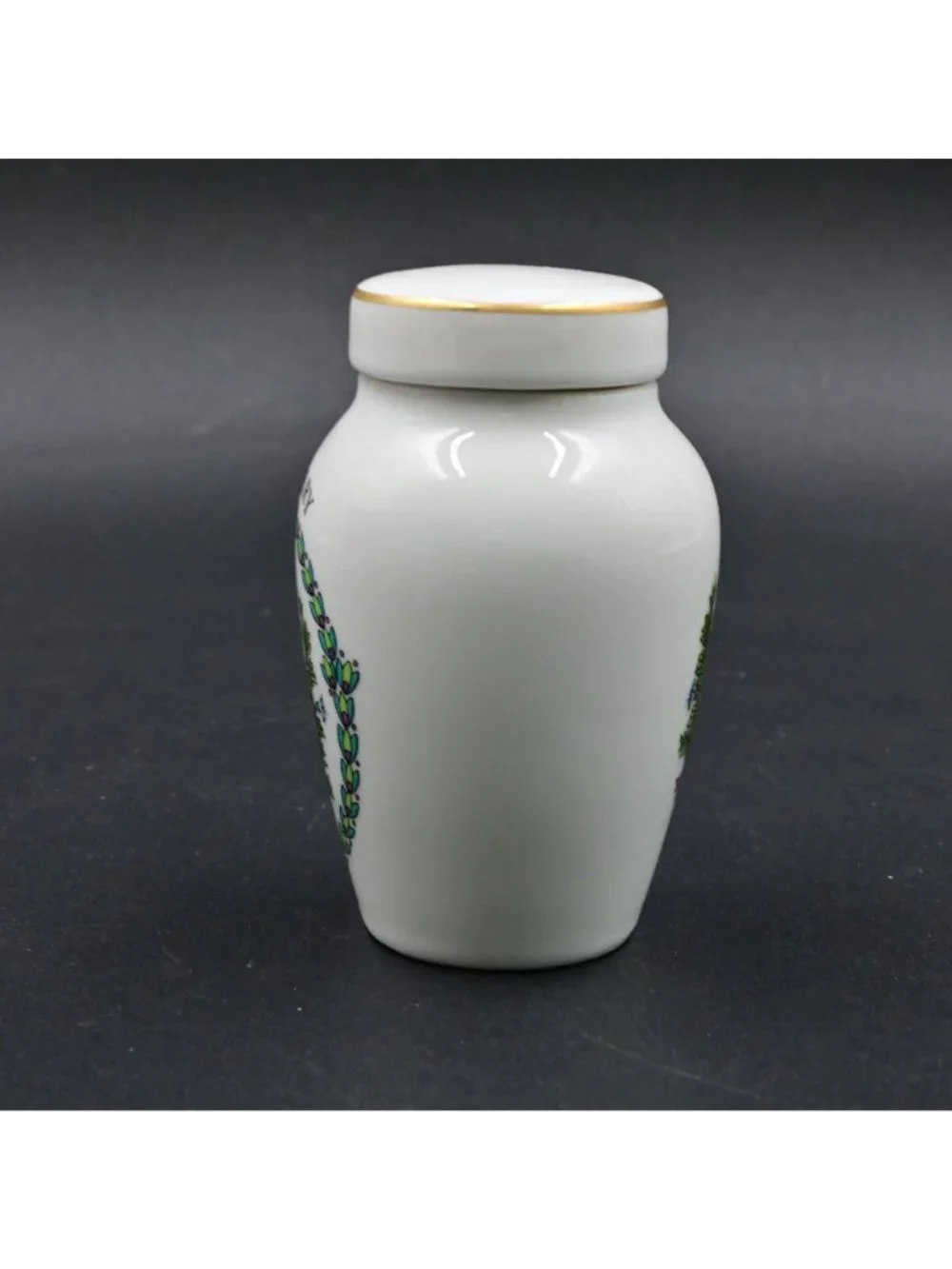 Franklin Mint Gloria Vanderbilt Rosemary Spice Jar Vintage 1985 Porcelain